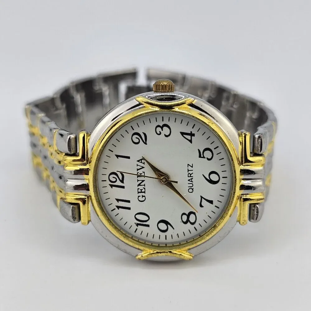 32MM Women's Watch‎ White Dial Gold Gray Bracelet Band 7.5